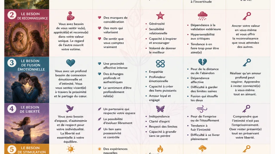 Quels sont vos besoins affectifs profonds ? Comprendre ce qui vous fait sentir aimé(e)